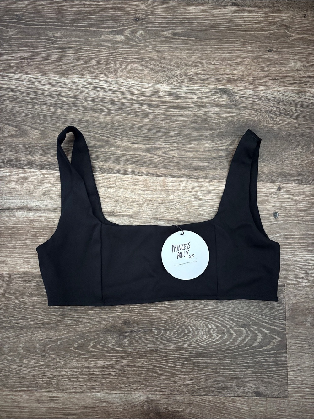 Princess Polly Black Square Neck Crop top
